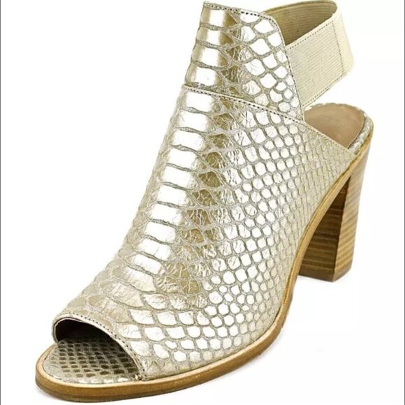 Donald J Pliner 'Khloe' Gold Snake Skin Heels - Picture 1 of 6